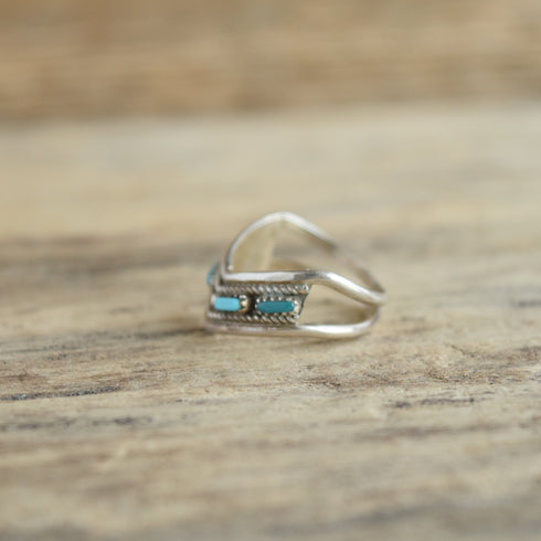 Chevron Turquoise Petit Point Ring by Y. Hattie - Size 6